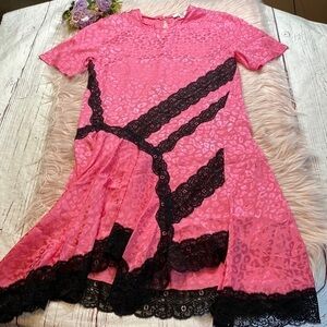 Koché Collective pink Leopard Print Asymmetric Dress sz XXS